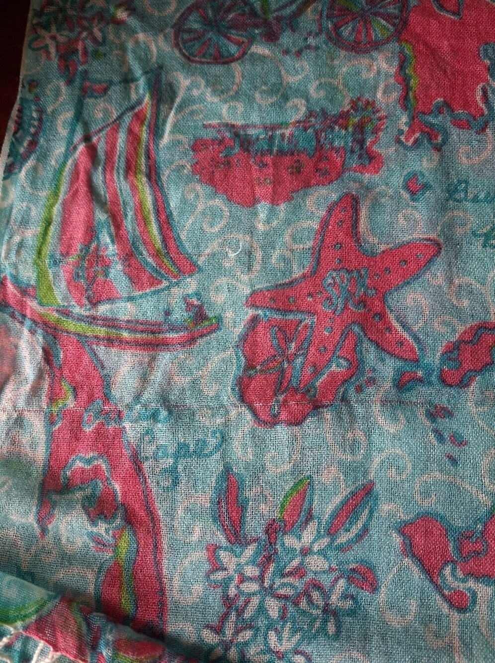 Lilly Pulitzer Murfee Scarf "Lilly Loves Cape Cod" Silk/cashmere GUC - Picture 9 of 9